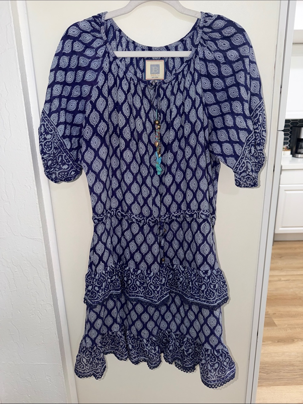 Bell by Alicia Bell Blue Patterned Tiered Women's Dress | L